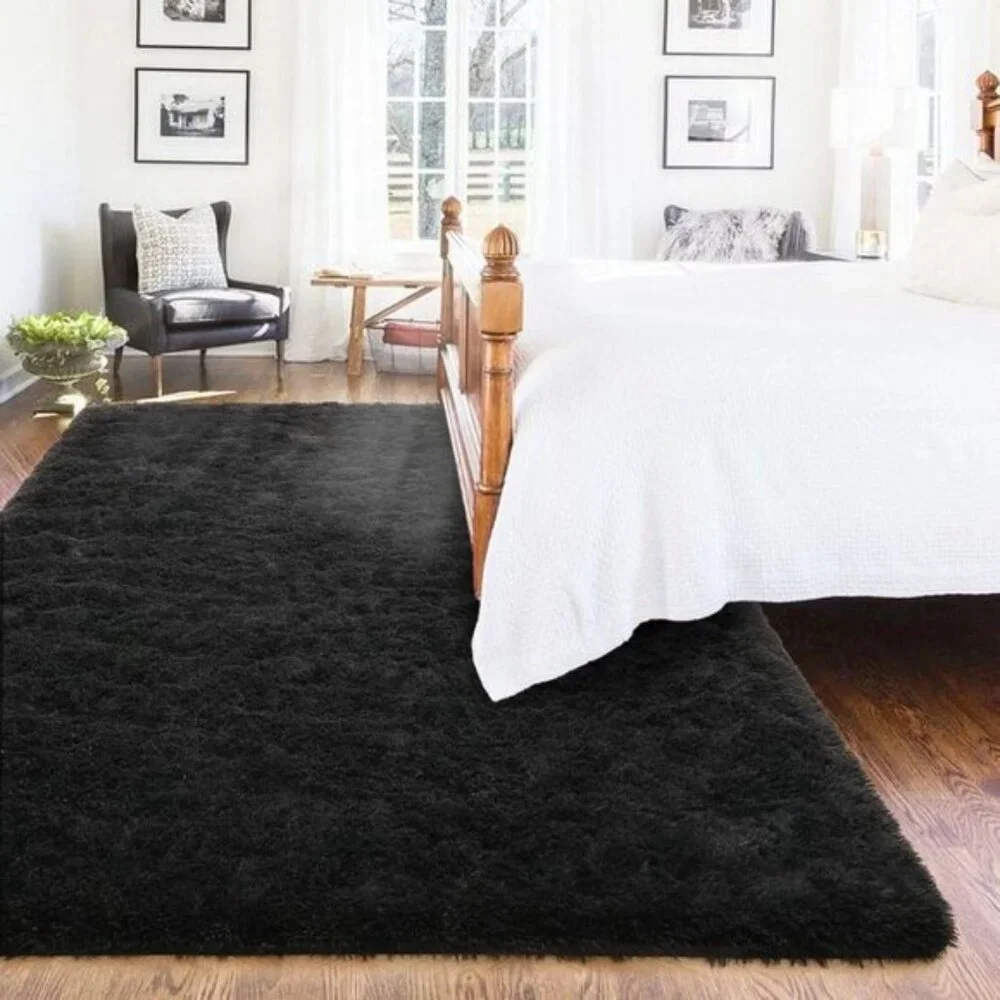 New 4x6 Black Shag Rug, Super Soft Fluffy Carpet for Home, Living Room & Nursery